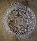 Anchor HOCKING Wexford Cake Plate Clear Glass 2 Handled 10” Vtg Serving Dish 