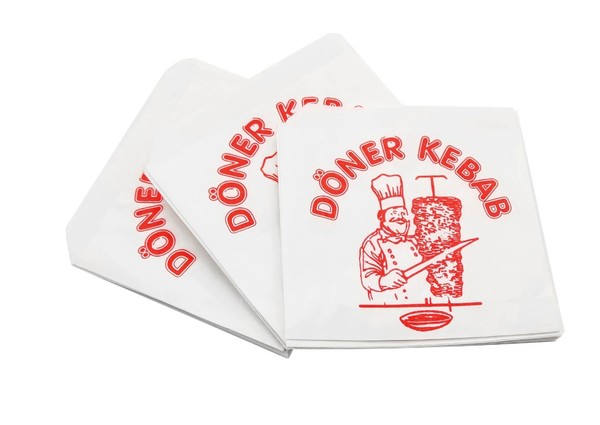 1000 StüCk DöNertüTe KebabtüTe DöNertasche (Weiß Mit Motiv / 16X16 Cm)-image
