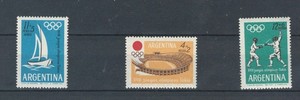 ARGENTINA LATIN AMERICA MNH OLYMPICS  TOKYO 64 SET  LOT(SPO 720)