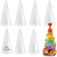8 Pack Styrofoam Cones for Craft, 7.7X3In Craft Foam Tree Cones