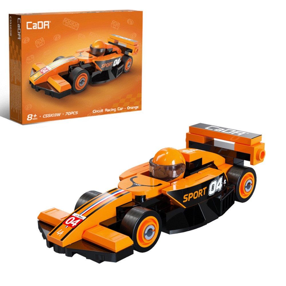 Cada Mini Orange Circuit Racing Car - 70 Piece Construction Set - Black - Image 7