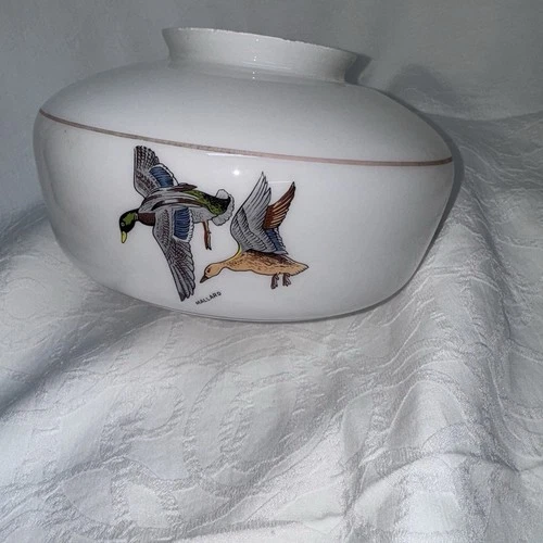 Vintage Mallard Duck Light Shade Glass Milk White Ceiling Fan Bird Cabin Lodge
