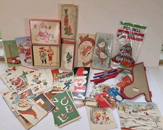 Vintage Christmas Cards Honeycomb Bells Tags Lot
