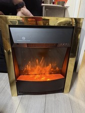 Warmlite Whitby 2kW LED Electric Fire Inset with Remote Control, 2000W, Brass
