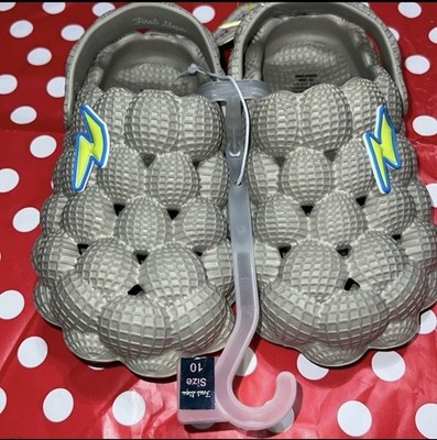 First Steps by Stepping Stones Khaki Bubble Slides Bolt Charm Toddler Sz 10