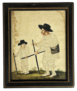 Antique Georgian Folk Art Pin Prick Painting 18th Century Primitive Naive Rare
