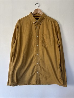 Mens Marks & Spencer Mustard Yellow Heavy Cotton Shirt Size XL