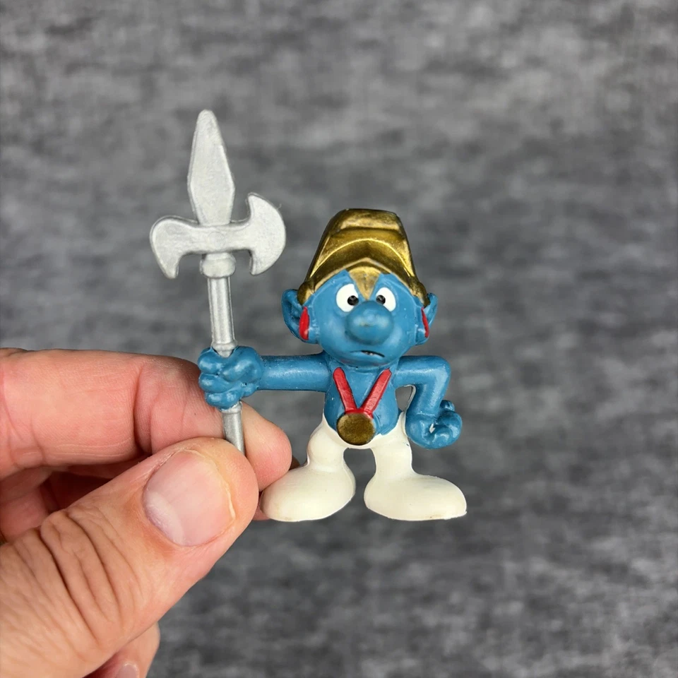 Лот из 4 Винтажных Фигурок Смурфов Schleich - Хоккей, Футбол, Солдат, Наушники - Изображение 2 из 4