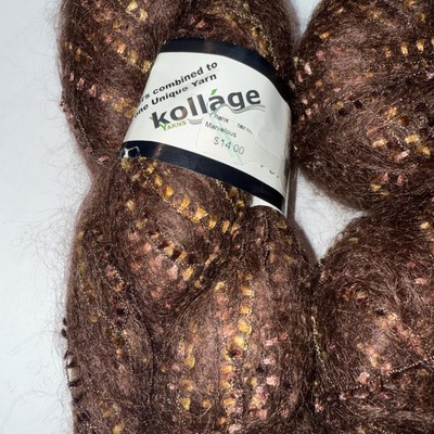 Kollage yarn - MARVELOUS - 80g, 2.5oz,   Fall Hickory (brown w/ gold metallic)