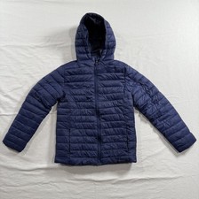 Lands' End Puffer Jacket Youth Large 10-12 Blue PrimaLoft Lightweight Quilted