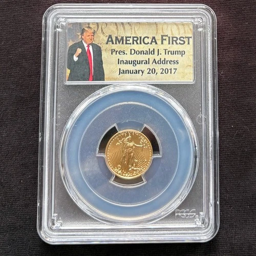 2017 $5 1/10 oz American Gold Eagle PCGS First Strike MS 70 | Donald J. Trump