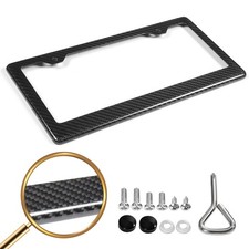 1x Real Carbon Fiber Universal Usa Size License Plate Frame Cover Front Rear