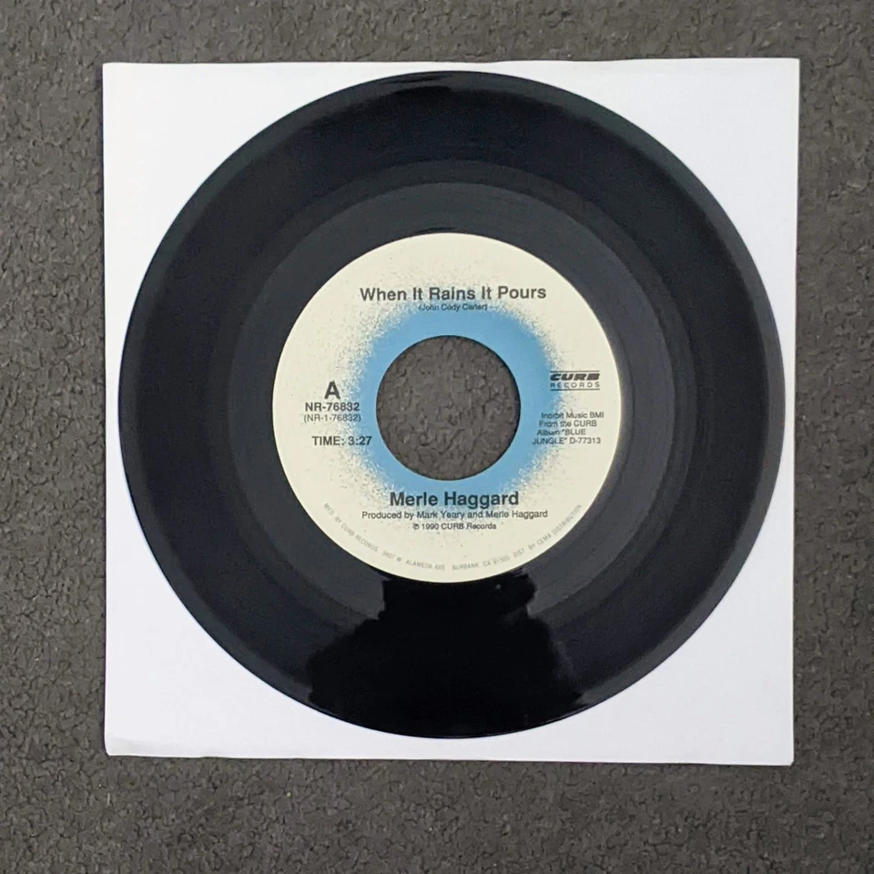 Merle Haggard When It Rains It Pours 7" Vinyl 1990 Epic Records 45rpm Country US - Image 3 of 4