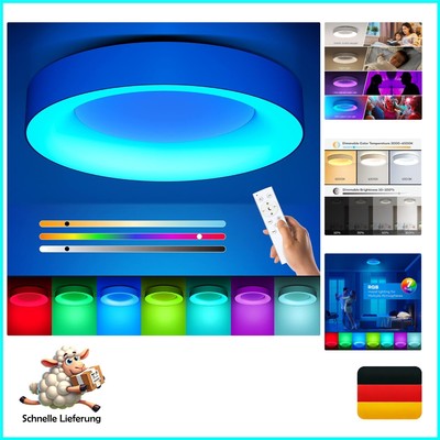 LED Ceiling Light RGB Colour Changing Ceiling Light Dimmable with Remote Cont...