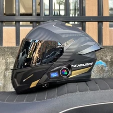 Intercom Bluetooth Motorcycle Helmet Dual Lens Racing Modular Motorbike Helmets