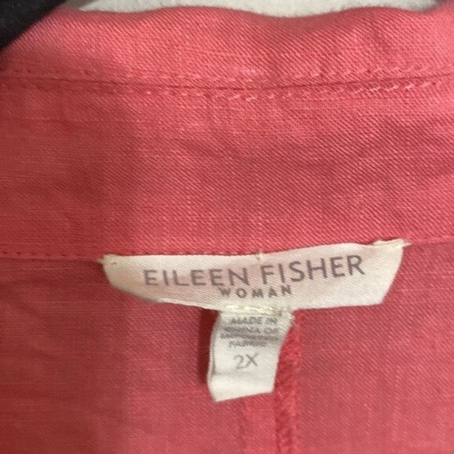 Eileen Fisher Pink Blazer Lightweight Linen Blend 2X lagenlook vacation office - Afbeelding 4 van 8