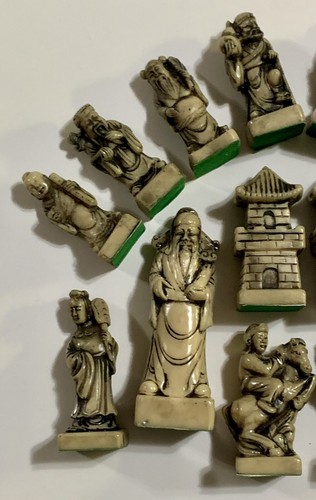 Vintage Japanese Handmade Folding Chess Set Engraved & Carved Scenes Pieces Wood - Picture 16 of 22