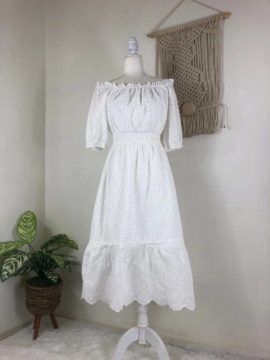 White eyelet dress midi 2025