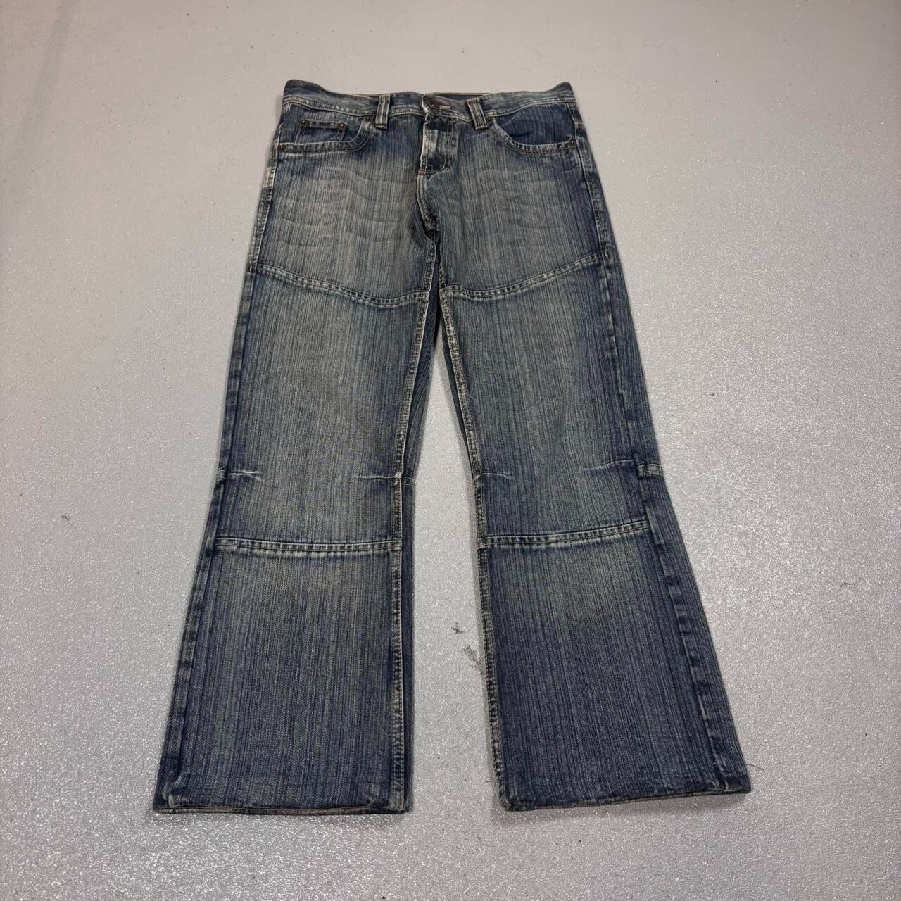 Vintage y2k 90s mud wash embroidered flared wide leg jeans