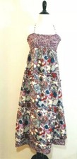 Liberty Of London Target Size S Halter Summer Dress Retro Floral Blue Pink 8 10
