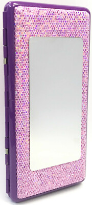 pretty cigarette case Eclipse Pretty Pink & Purple Glitter Metal Cigarette Case w/ Mirror, 120s,  #M4