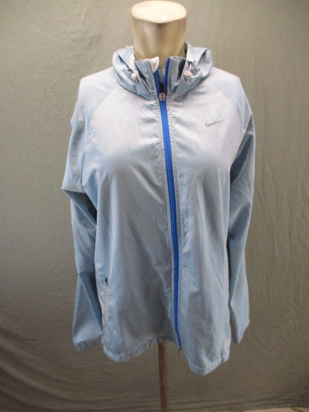 NIKE STORM-FIT Size M Mens Blue Full Zip Stand Collar Zip Pocket Windbreaker 691
