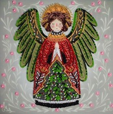 Christmas Angel Bead Embroidery Kit   DIY Handmade Beading Craft Set