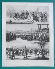 EUROPEAN LIFE 19th C Paris Promenade St. Petersburg Festival - 1844 Superb Print