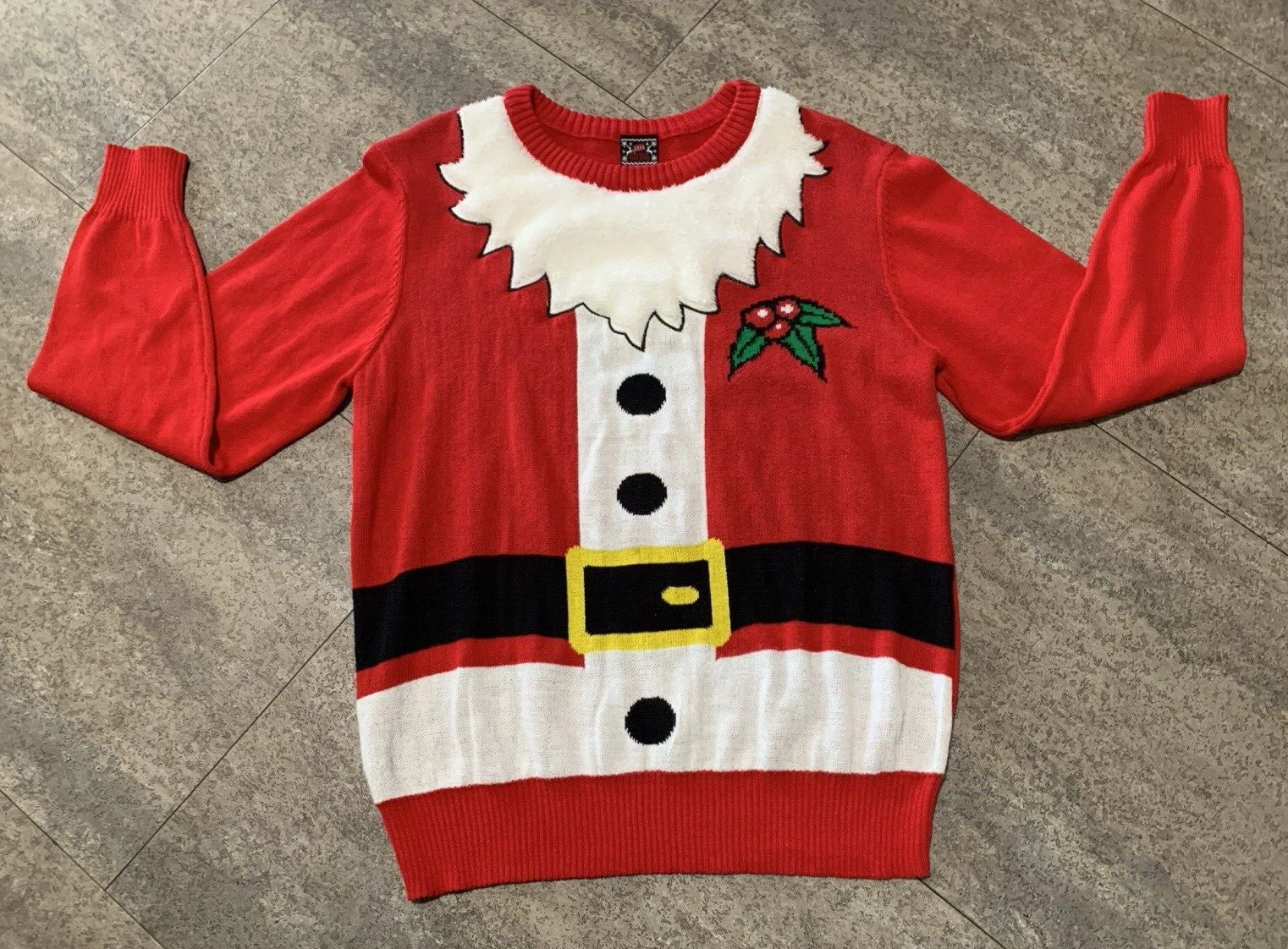 Holiday Sweater Size L Red Santa Mistletoe Ugly Christmas Unisex Women's