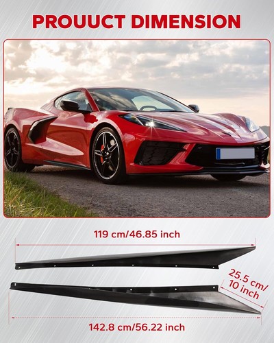 Carbon Flash Side Skirts For Corvette C8 Rocker Panel Gm Z51 Style ABS 2020-2025 - Picture 7 of 19