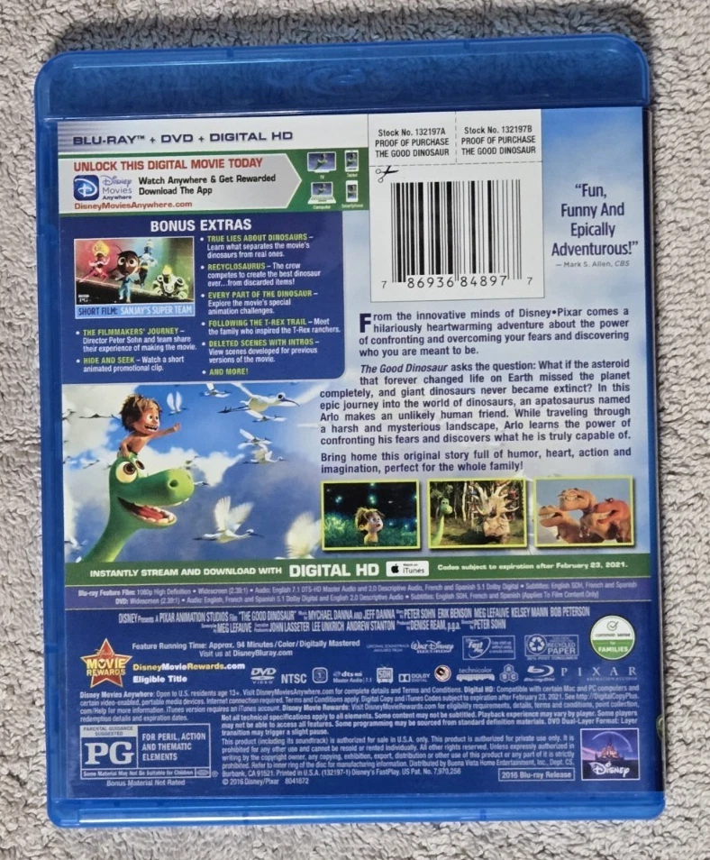 DISNEY - THE GOOD DINOSAUR - BLU RAY & DVD COMBO - 2015 - RAYMOND OCHOA - Image 2 of 4