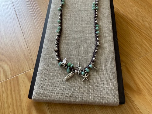 NWT Uno de 50 Long Turquoise Beaded Necklace w/ Sea Charms “Ocean” - Picture 2 of 9