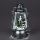 Heavy Christmas Santa LED Metal Water Lantern with Glitter Snow 24cm Tall