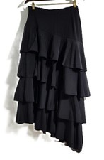 Black Tiered Asymmetrical Large Long Skirt Whimsigoth Indie Dark Fairy Womens