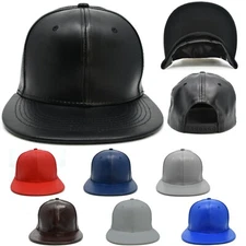 Faux Leather Pu Hat Snapback Cap New Hip Hop Baseball Mens Adjustable Flat Caps 