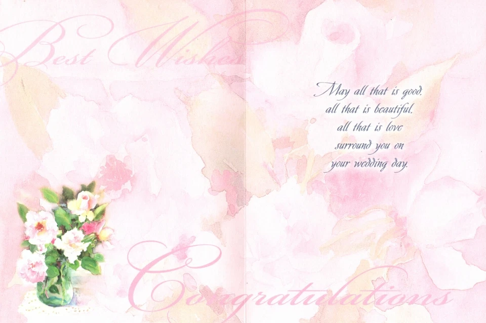Congratulations Wedding Day Pink Roses Judy Buswell Leanin' Tree Greeting Card  - Image 2 of 4