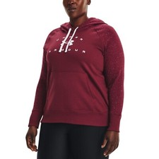 Under Armour Women's Rival Fleece Logo Hoodie Cranberry Size 2X 50-52 