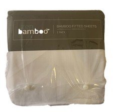Zen Bamboo Twin 2 Pack White Fitted Sheets40 Bamboo/60 Microfiber