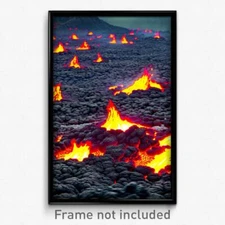 Pixel Art Poster - Agitated Lava Fields (8 Bit Psychedelic Video Game Print)