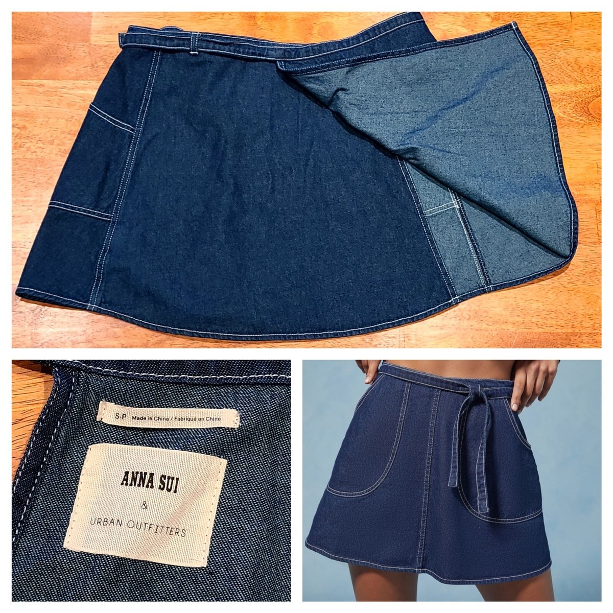 urban outfitters denim wrap skirt