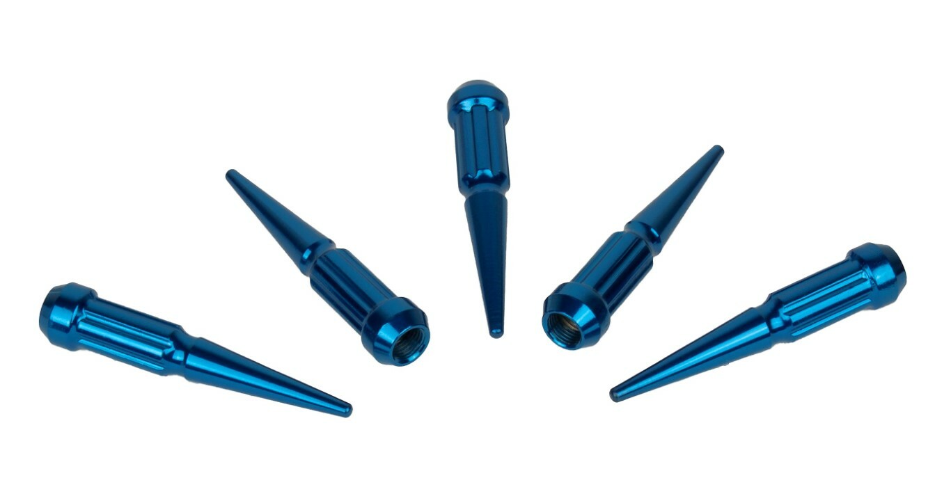 20 PC BLUE 12x1.5 SPLINE SPIKE SOLID STEEL LUG NUTS 4.5 INCHES TALL WITH KEY eBay