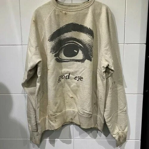 SAINT MICHAEL Pullover RAGLAN Sweatshirt GOD EYE Size XL Gray from JPN