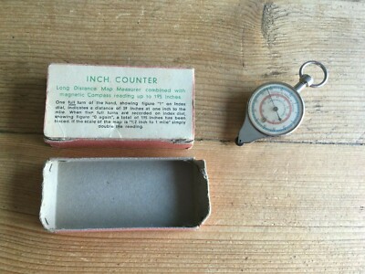 Vintage Kartographie Werkzeug Zoll bis Meilen CM bis KM und Kompass Kartenzähler Anzeige