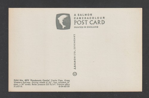 Train Postcard Great Western Railway 4-6-0 No 4079 Pandennia Castle - Imagen 3 de 3