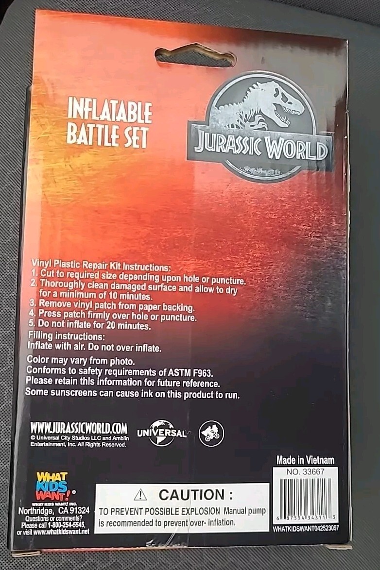 What Kids Want! Jurassic World Inflatable Mallets 2pcs Battle Set Ages 3+ MISB