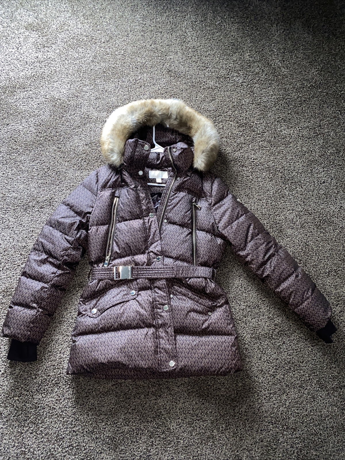 michael kors puffer belted coat