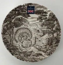 Queens by Churchill 9in Earthenware Turkey Serving Bowl Thanksgiving Twall