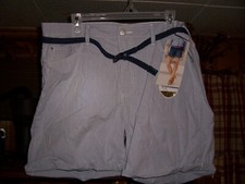 LEE RIDERS LADIES MIDRISE SHORTS SIZE 18 NEW DOBBY 6 INCH ROPE DESIGN BELT NEW