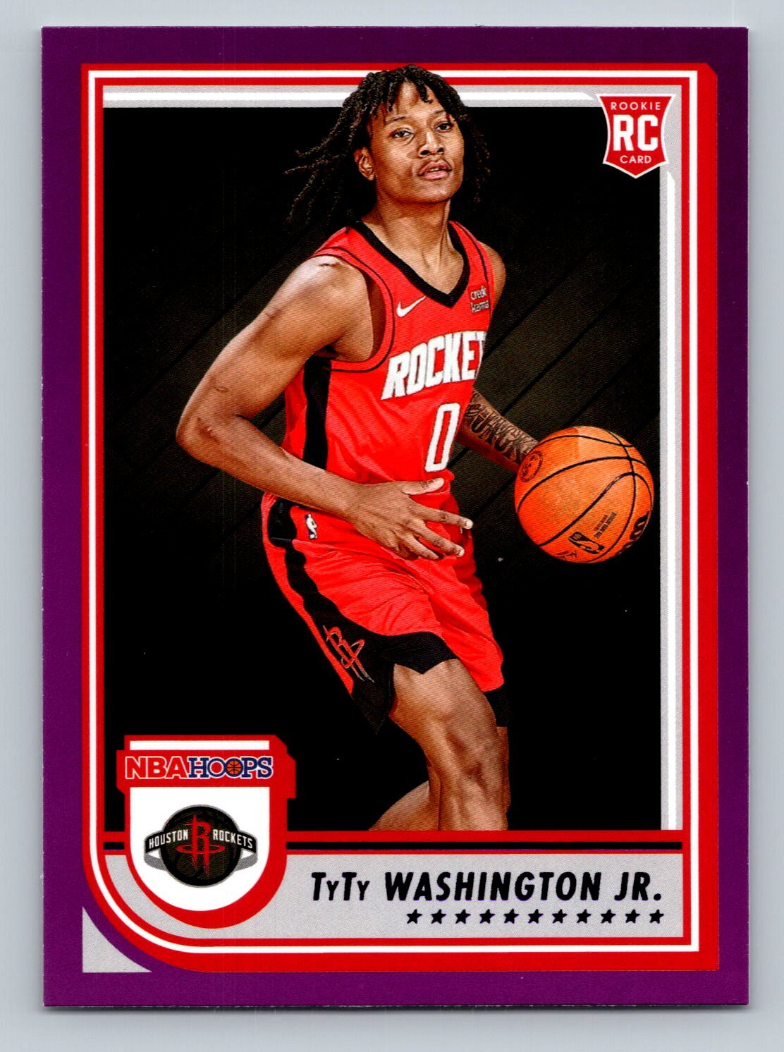 TyTy Washington Jr. Houston Rockets 2022 Panini Hoops Purple #258 Rookie Card