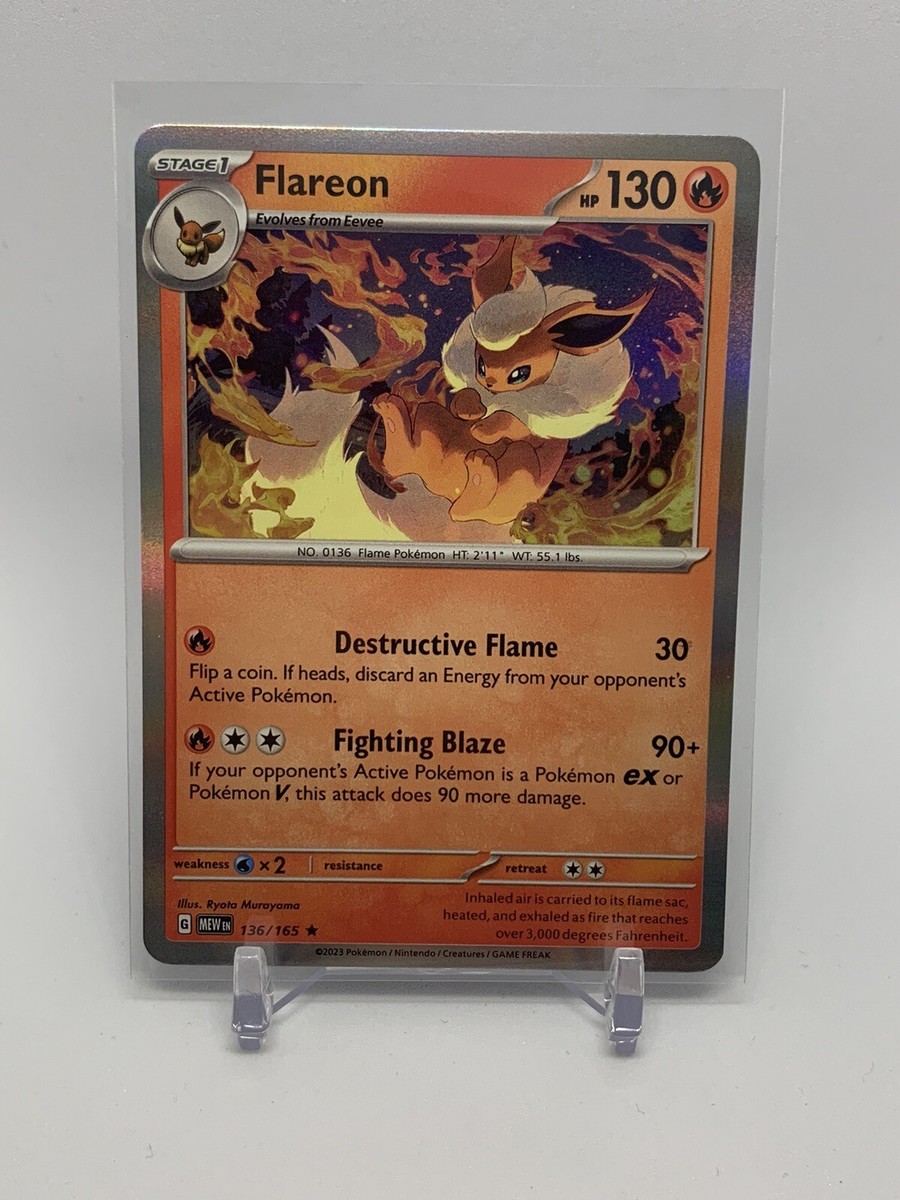 Pokemon FLAREON 136/165 - Pokemon 151 - RARE HOLO - - MINT | eBay